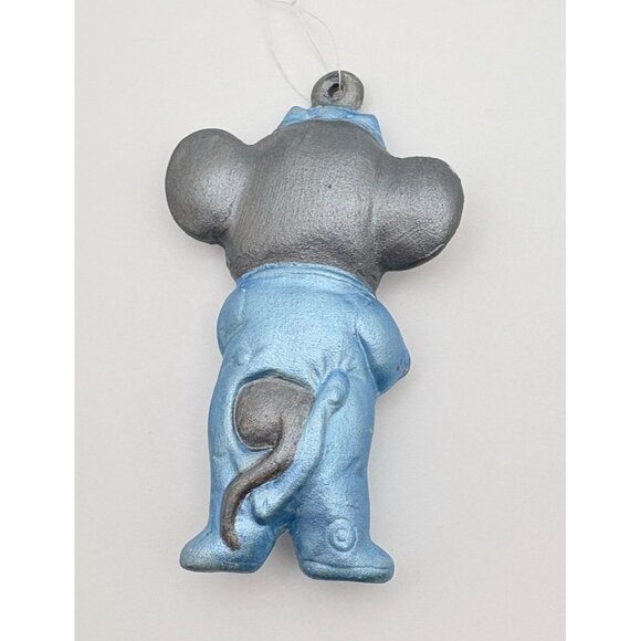 Vintage Sleepy Mouse Christmas Ornament Hand Painted Blue Pajamas - Picture 2 of 6
